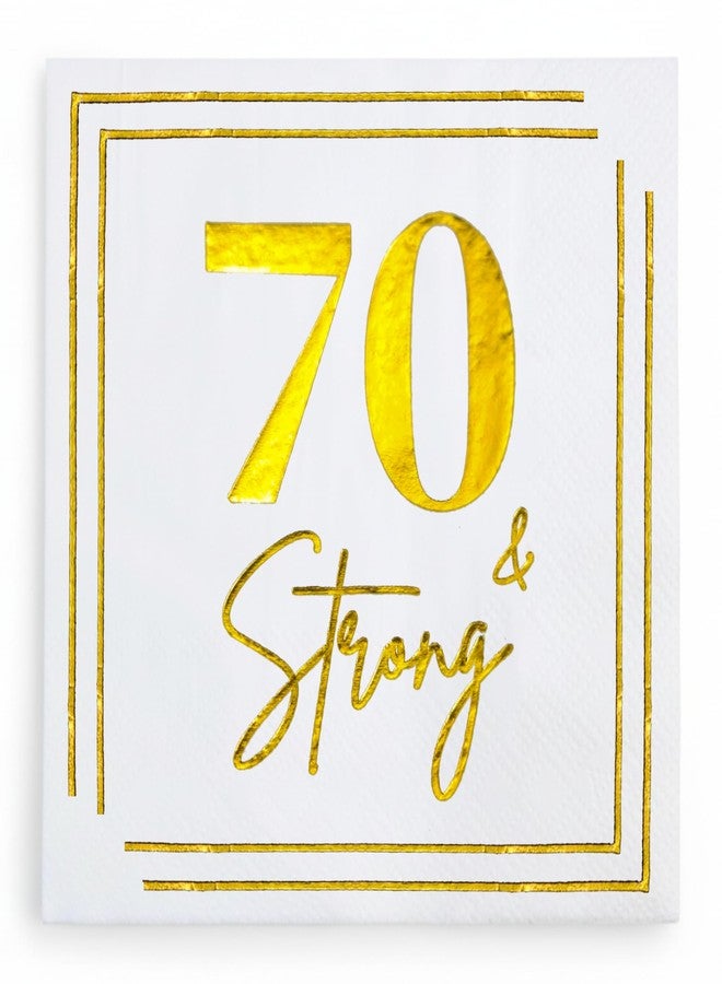 Cloverjoyed 70th Birthday Cocktail Napkins, Gold Paper Napkin for 70 Years Old Bday Party Decorations, Men & Women, Elegant Milestone Celebration Tableware, Fabulous Gift Ideas, 50 Pack - Image 1